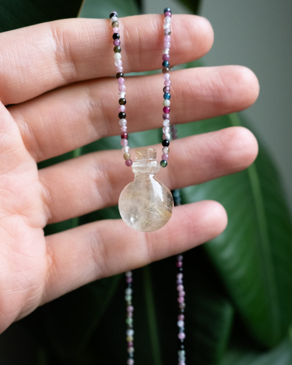 Potion for Attunement: Rutilated Quartz & Multi Tourmaline Beaded Necklace