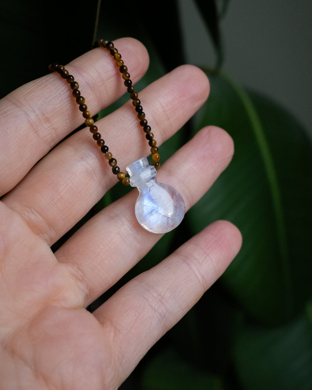Potion for Inner Strength: Rainbow Moonstone & Tiger's Eye Beaded Necklace