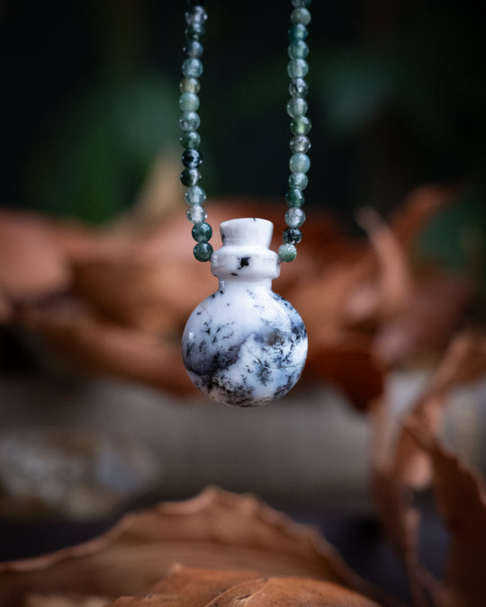 Potion for Earthly Connection: Dendritic Agate & Moss Agate Beaded Necklace