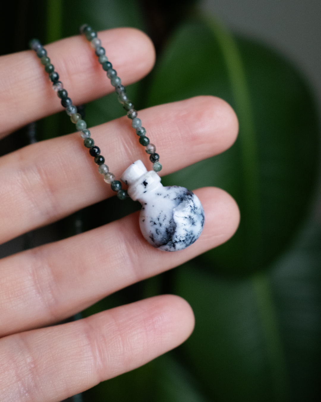 Potion for Earthly Connection: Dendritic Agate & Moss Agate Beaded Necklace