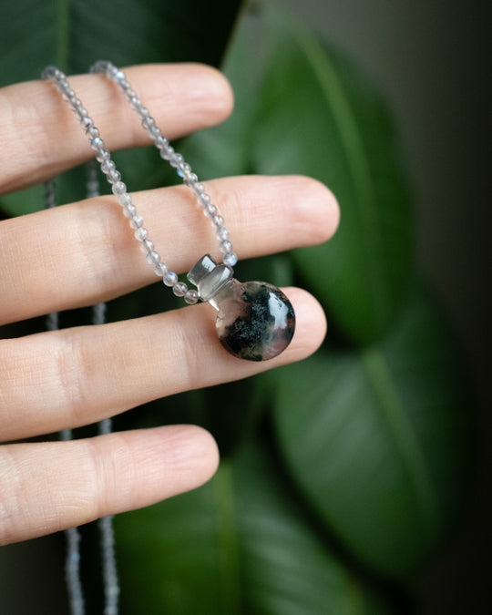 Potion for Woodland Dreaming: Moss Agate & Labradorite Beaded Necklace