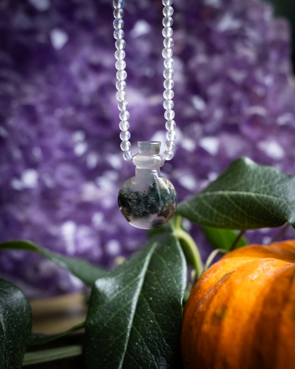 Potion for Woodland Dreaming: Moss Agate & Labradorite Beaded Necklace