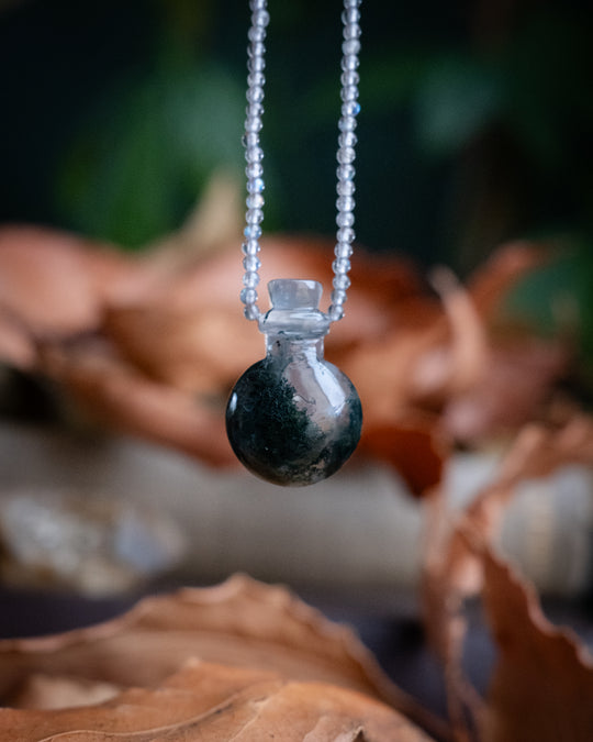 Potion for Woodland Dreaming: Moss Agate & Labradorite Beaded Necklace
