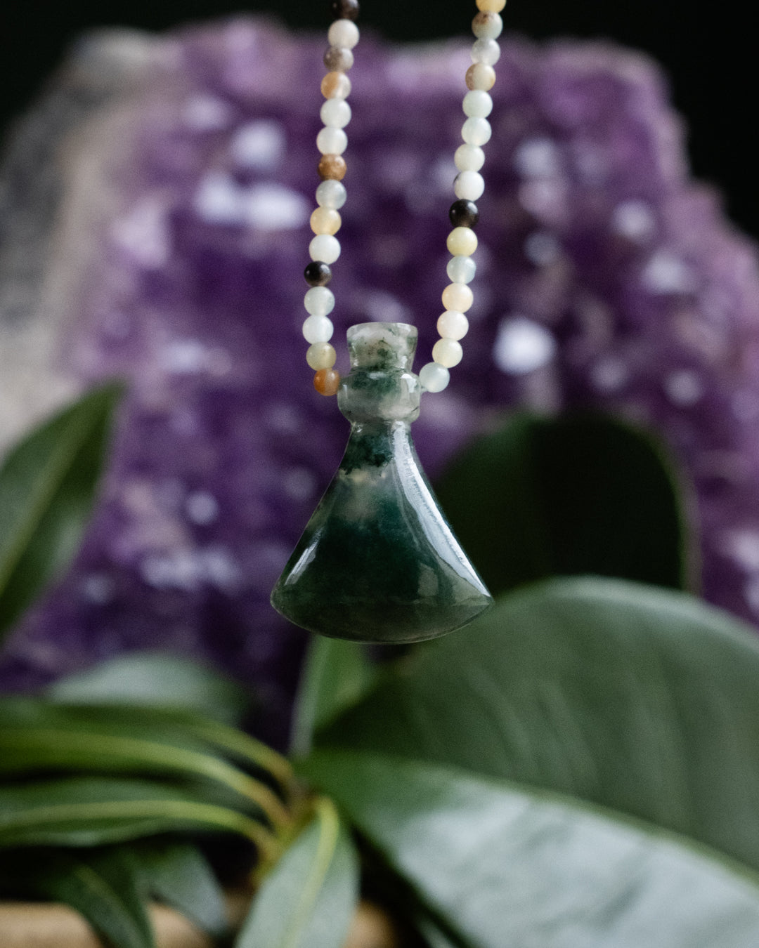 Potion for Gentle Expression: Moss Agate & Amazonite Beaded Necklace