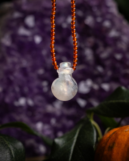 Potion for Creative Flow: Rainbow Moonstone & Carnelian Beaded Necklace