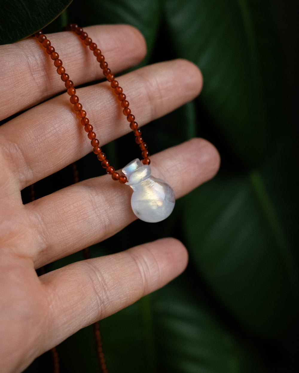 Potion for Creative Flow: Rainbow Moonstone & Carnelian Beaded Necklace