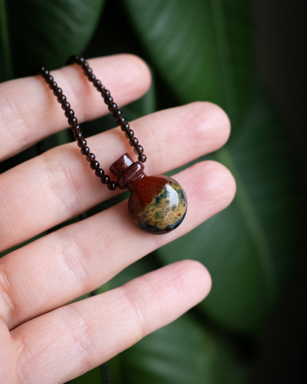 Potion for Auric Cleansing: Bloodstone & Smoky Quartz Beaded Necklace