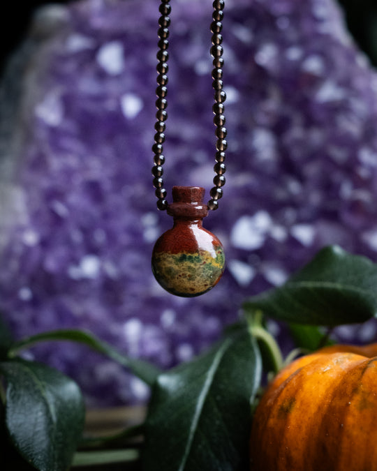 Potion for Auric Cleansing: Bloodstone & Smoky Quartz Beaded Necklace