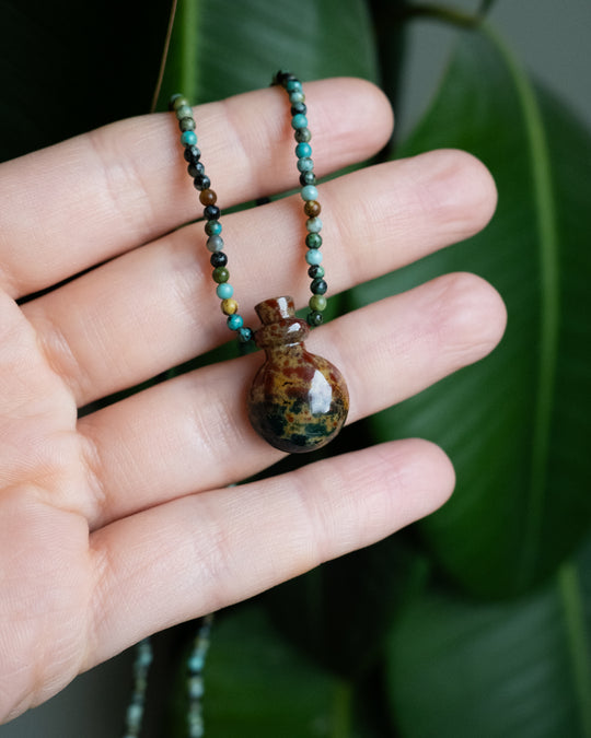 Potion for Progress: Bloodstone & African Turquoise Beaded Necklace