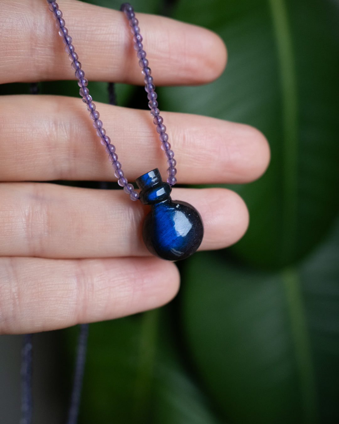 Potion for Heightened Intuition: Midnight Blue Labradorite & Amethyst Beaded Necklace