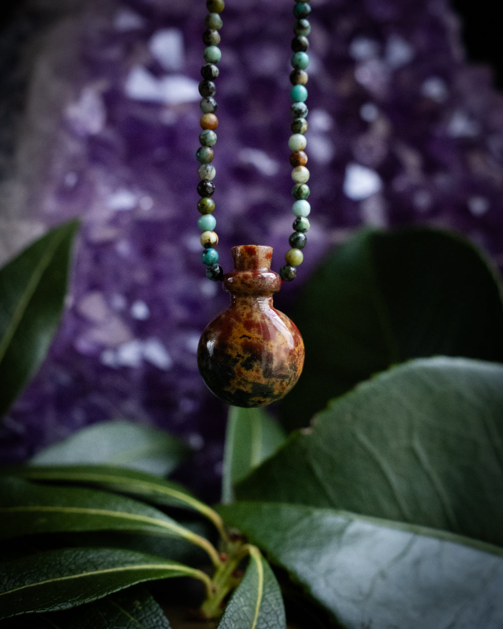 Potion for Progress: Bloodstone & African Turquoise Beaded Necklace