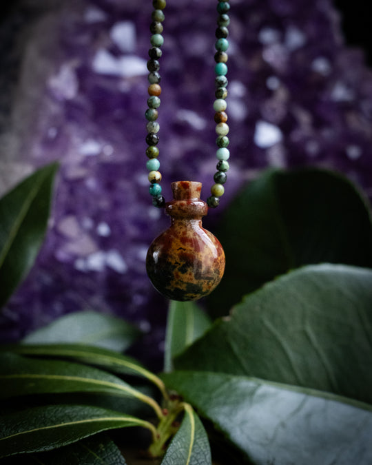 Potion for Progress: Bloodstone & African Turquoise Beaded Necklace
