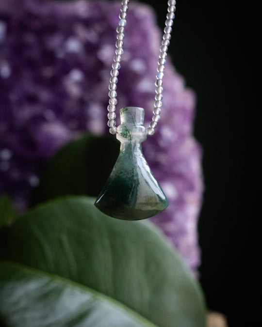 Potion for Woodland Dreaming: Moss Agate & Labradorite Beaded Necklace