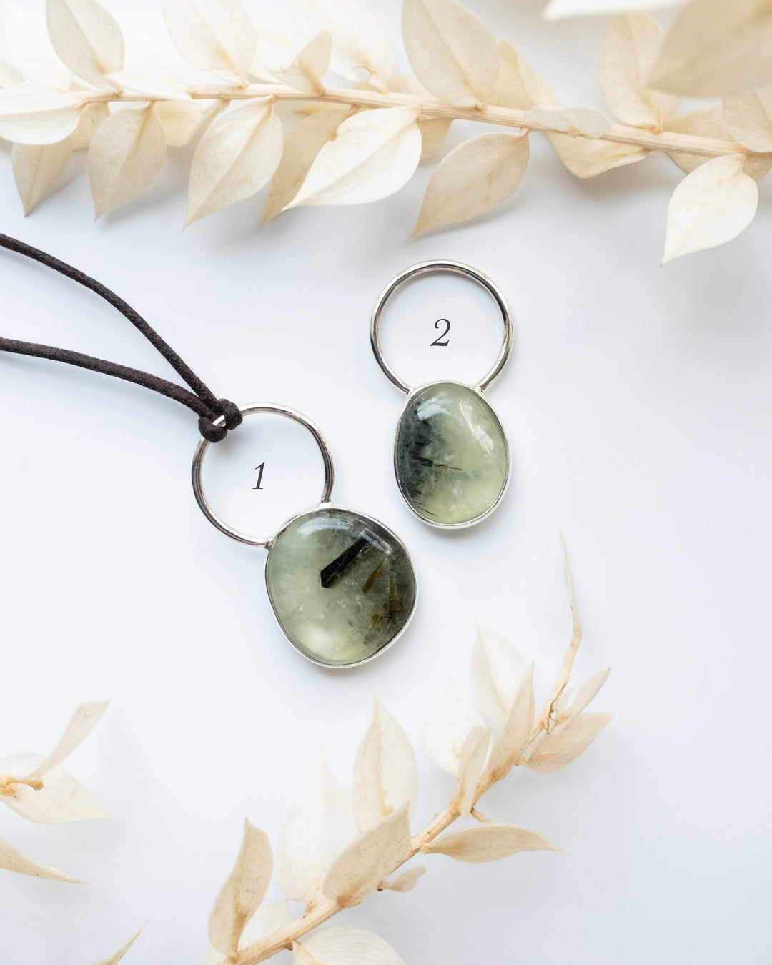 Prehnite Pebble Sterling Silver Necklace