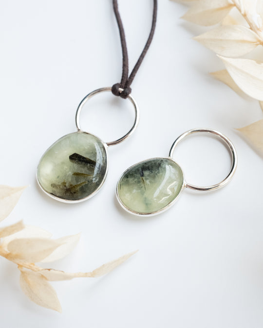Prehnite Pebble Sterling Silver Necklace
