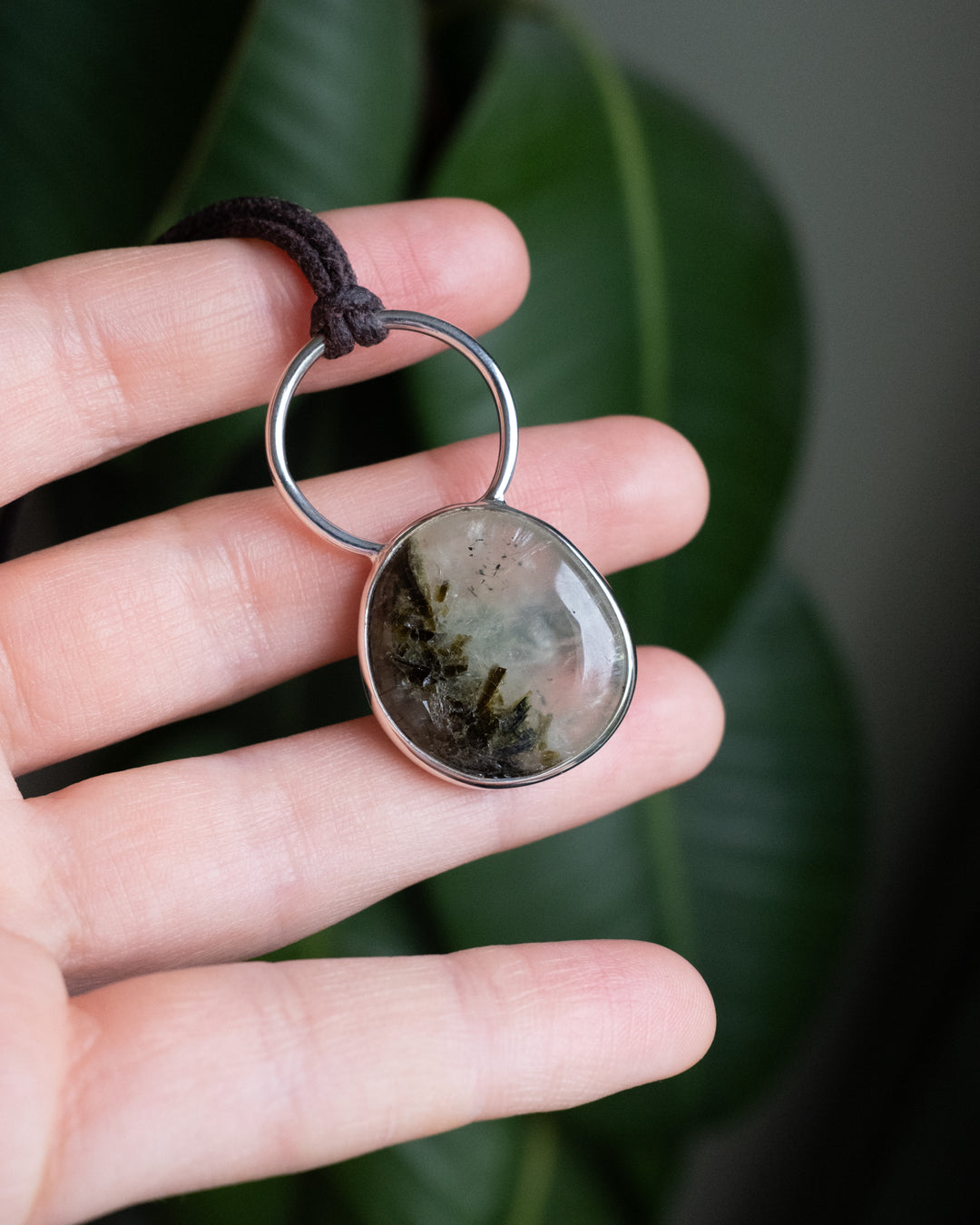 Prehnite Pebble Sterling Silver Necklace