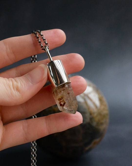 Petroleum Quartz Point Sterling Silver Necklace