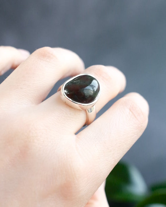 Cornish Lizard Serpentine Ring in Sterling Silver - Size 7 1/4 US / O 1/2 UK