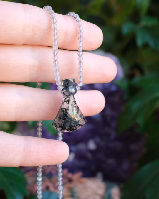 Potion for Woodland Dreaming: Moss Agate & Labradorite Beaded Necklace
