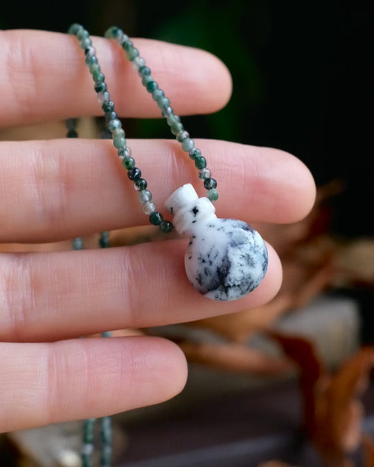 Potion for Earthly Connection: Dendritic Agate & Moss Agate Beaded Necklace