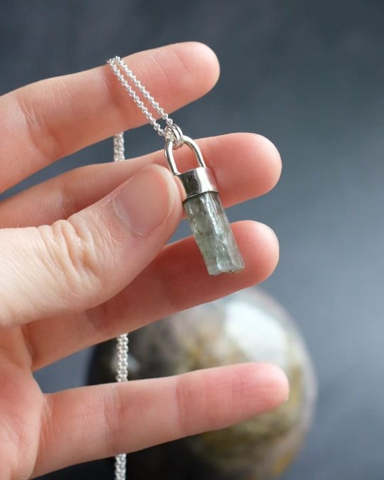Raw Aquamarine Sterling Silver Necklace