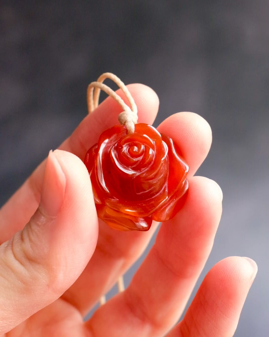 Carnelian Hand Carved Rose Necklace
