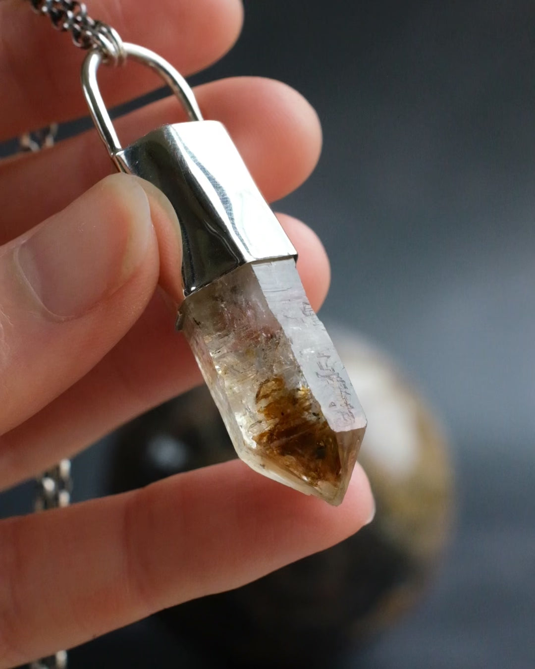 Petroleum Quartz Point Sterling Silver Necklace