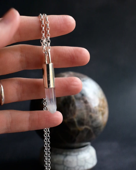 Angel Aura Quartz Point Sterling Silver Necklace