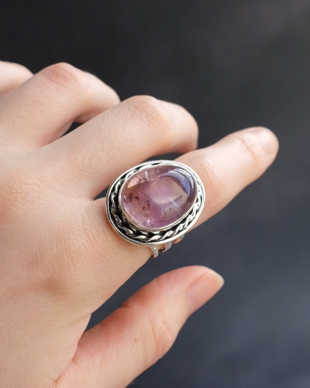 Ametrine Twisted Ring in Sterling Silver - Size 7 US / O UK