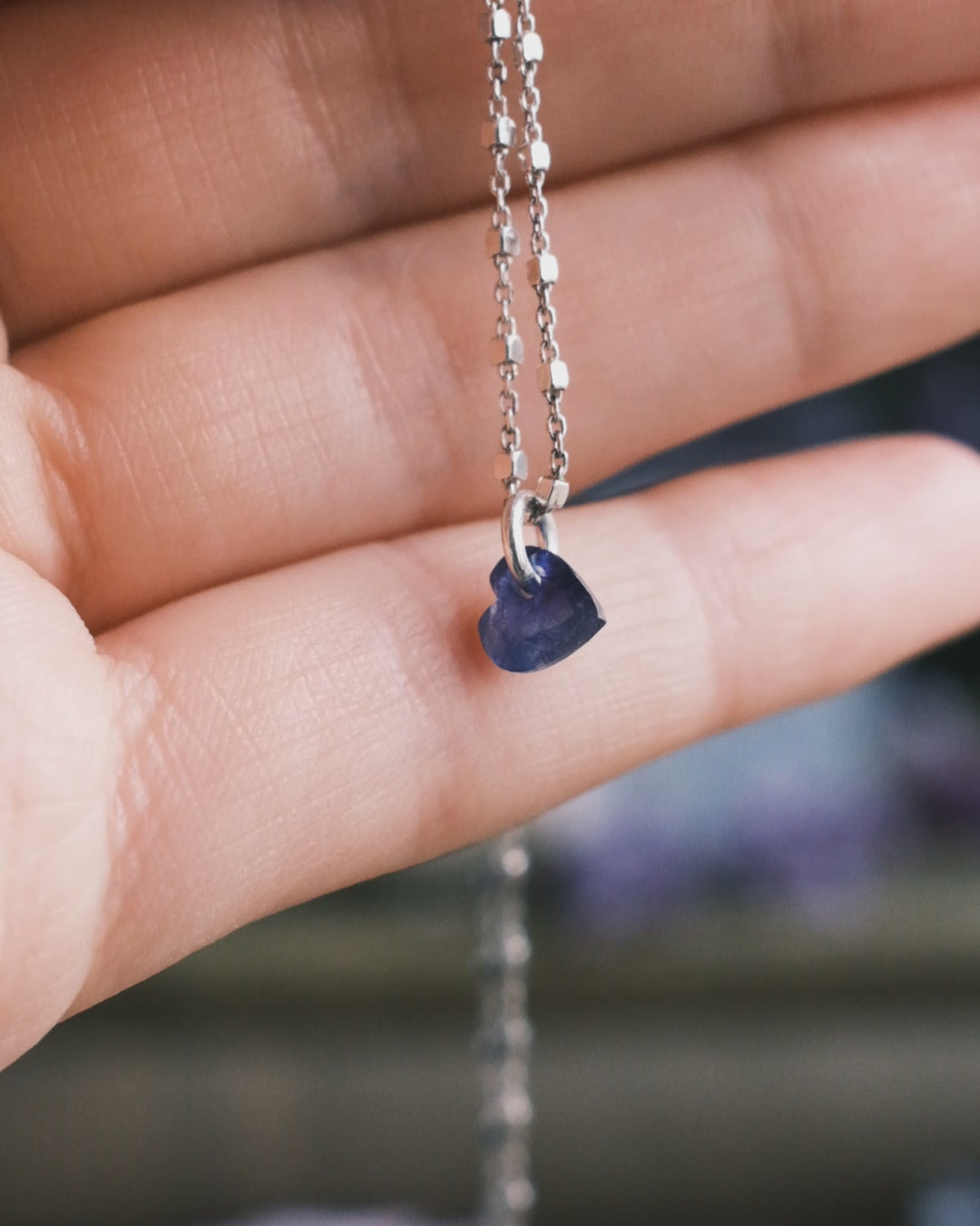 Mini Blue Sapphire Heart Necklace