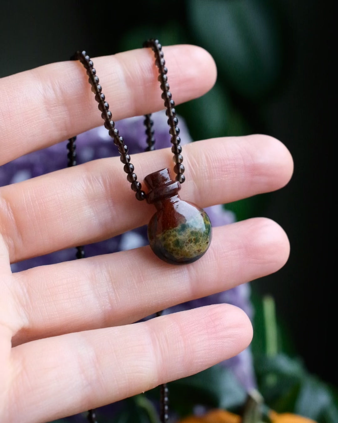 Potion for Auric Cleansing: Bloodstone & Smoky Quartz Beaded Necklace