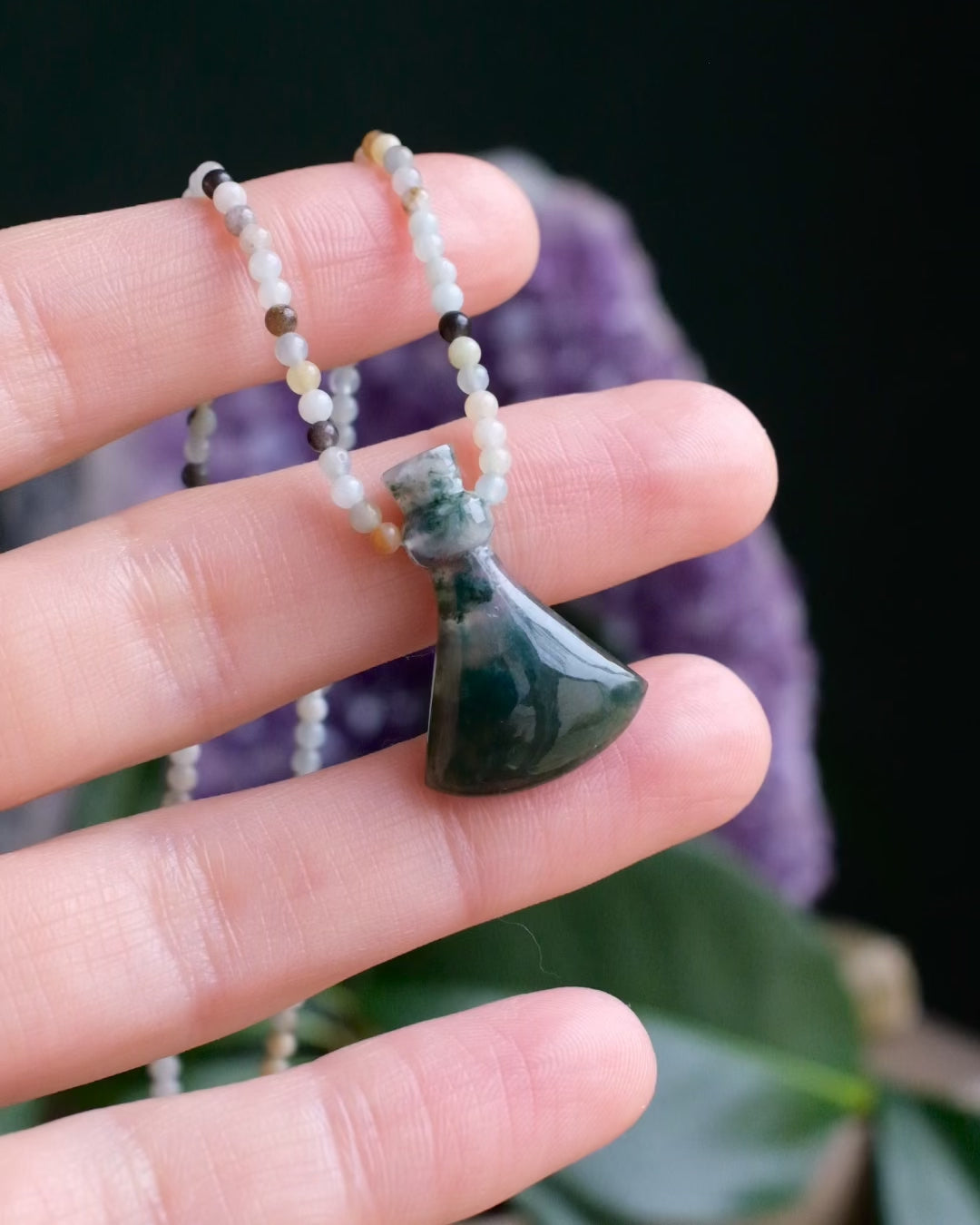 Potion for Gentle Expression: Moss Agate & Amazonite Beaded Necklace