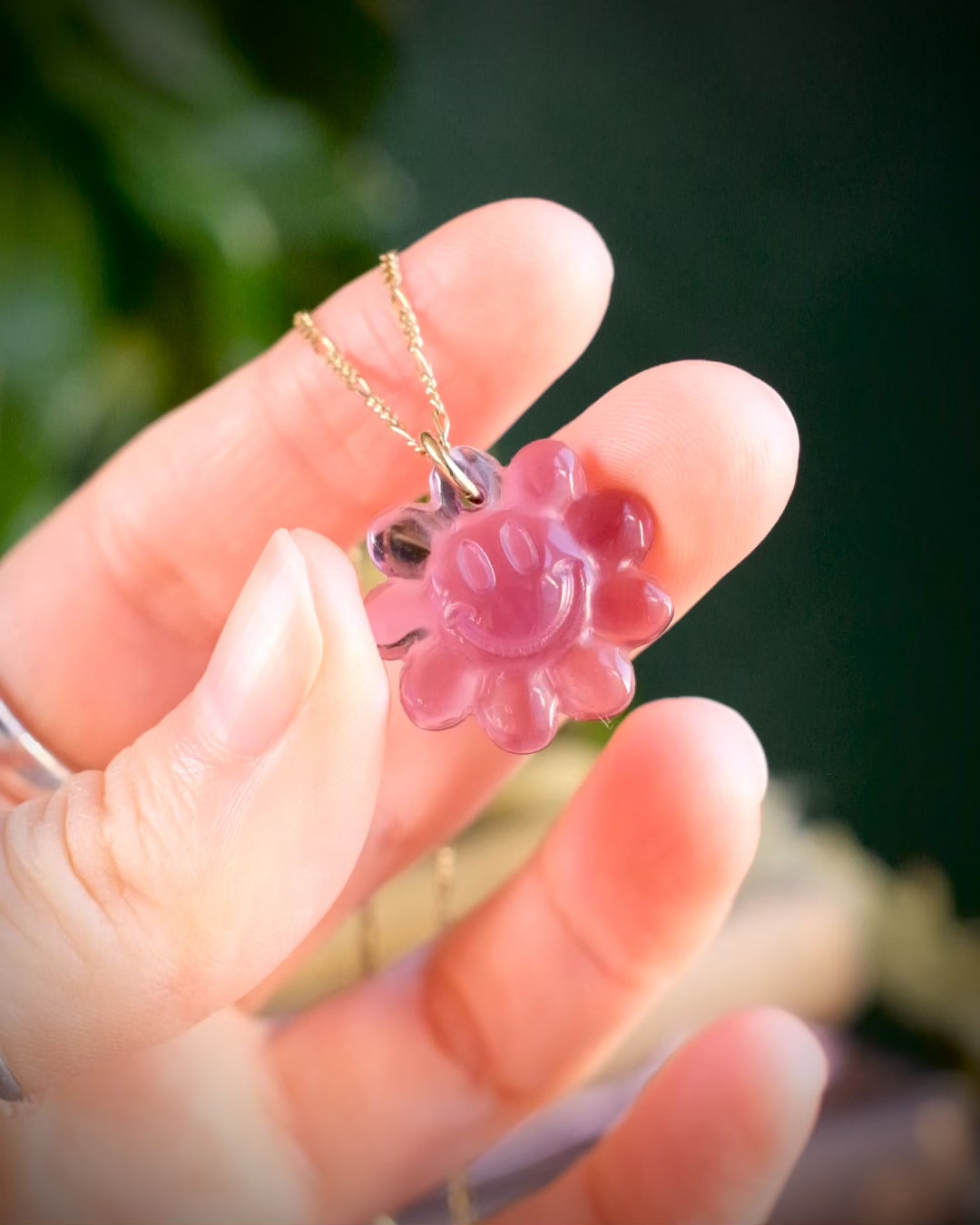 Amethyst Hand Carved Groovy Flower Necklace