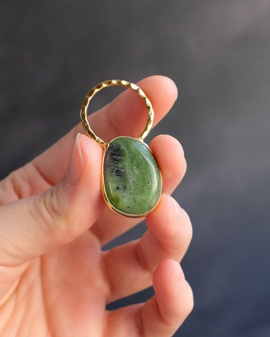 Green Grossular Garnet Pebble Gold Vermeil Necklace