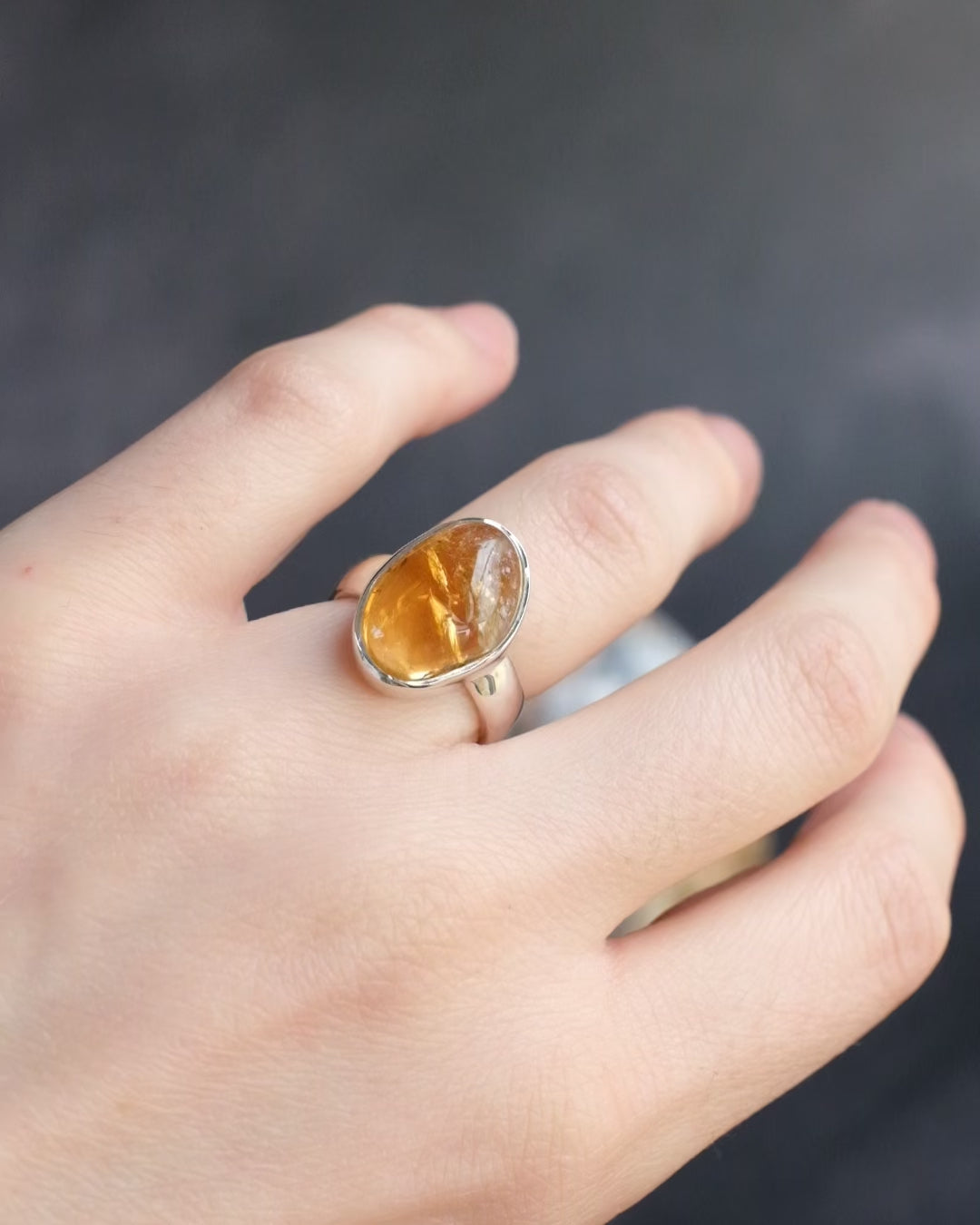 Natural Citrine Ring in Sterling Silver - Size 5 1/4 US / K 1/4 UK