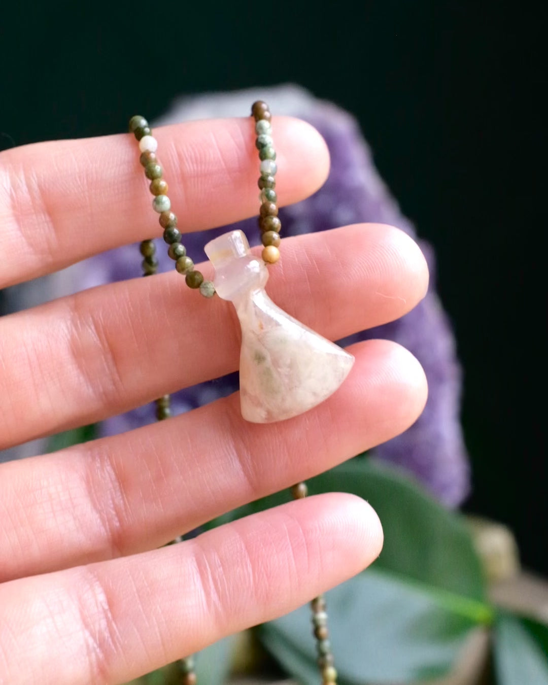 Potion for Steady Progress: Flower Agate & Rainforest Jasper Beaded Necklace