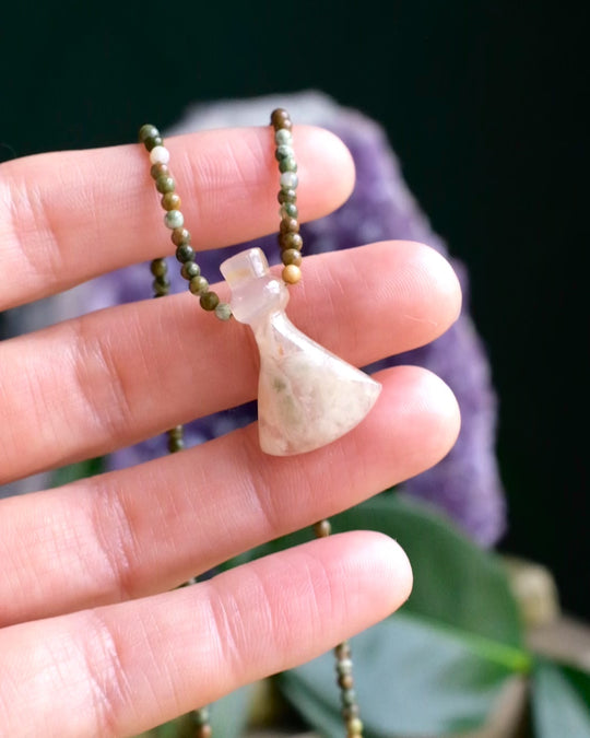 Potion for Steady Progress: Flower Agate & Rainforest Jasper Beaded Necklace