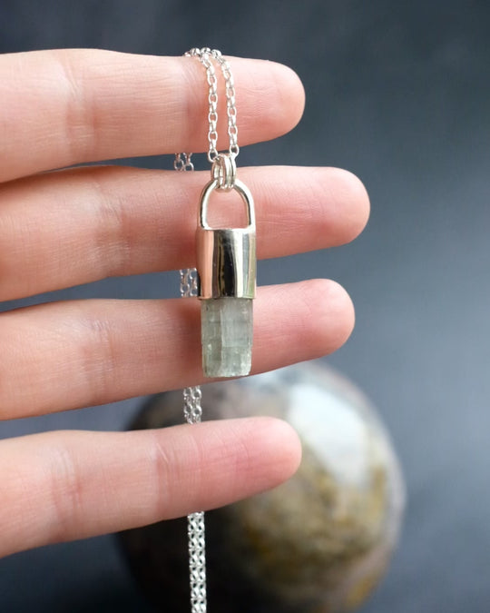 Raw Aquamarine Sterling Silver Necklace