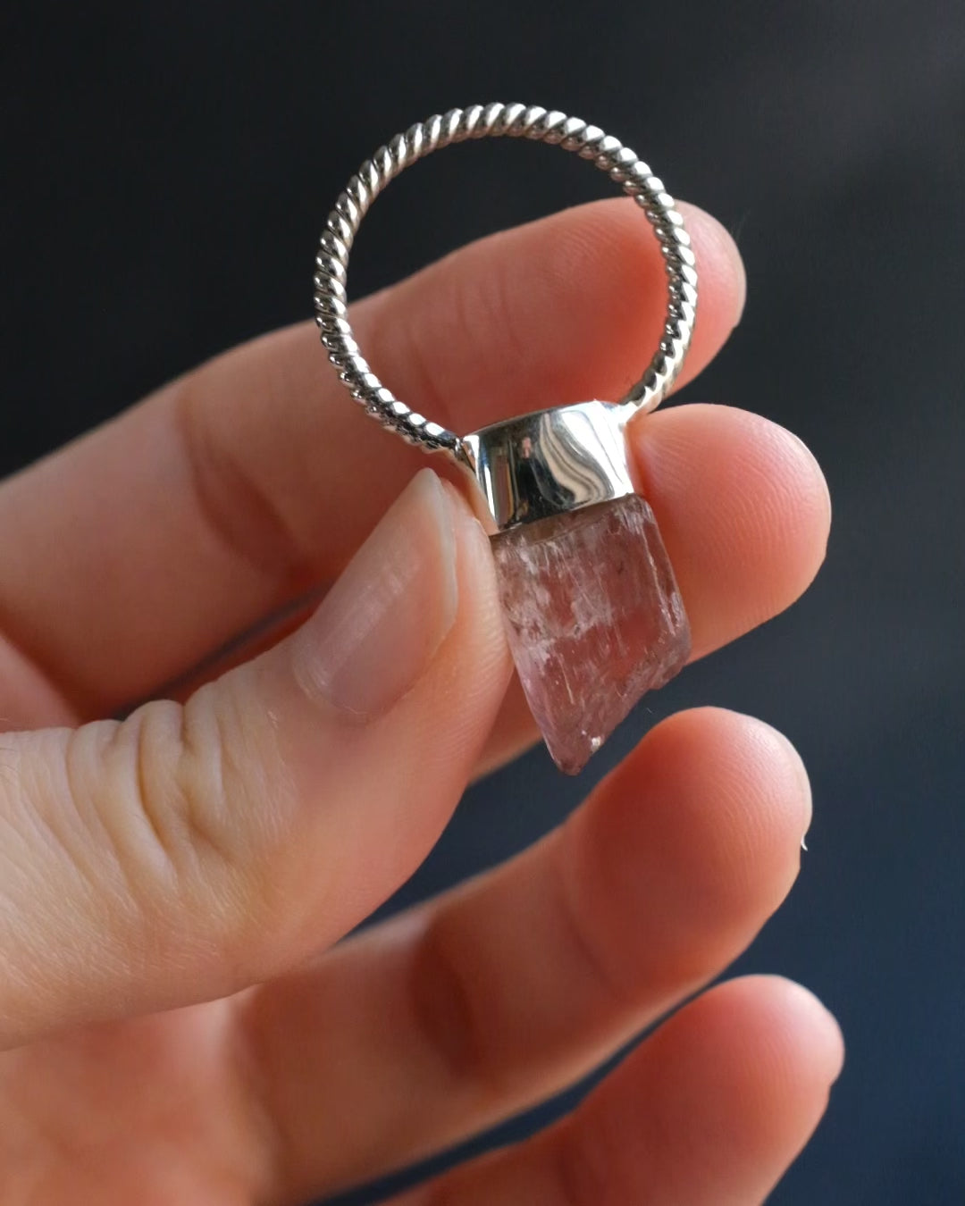 Kunzite Point Sterling Silver Necklace