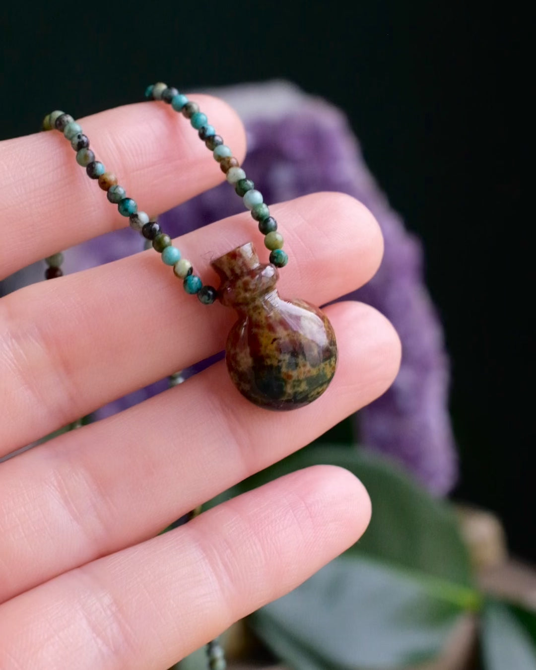 Potion for Progress: Bloodstone & African Turquoise Beaded Necklace