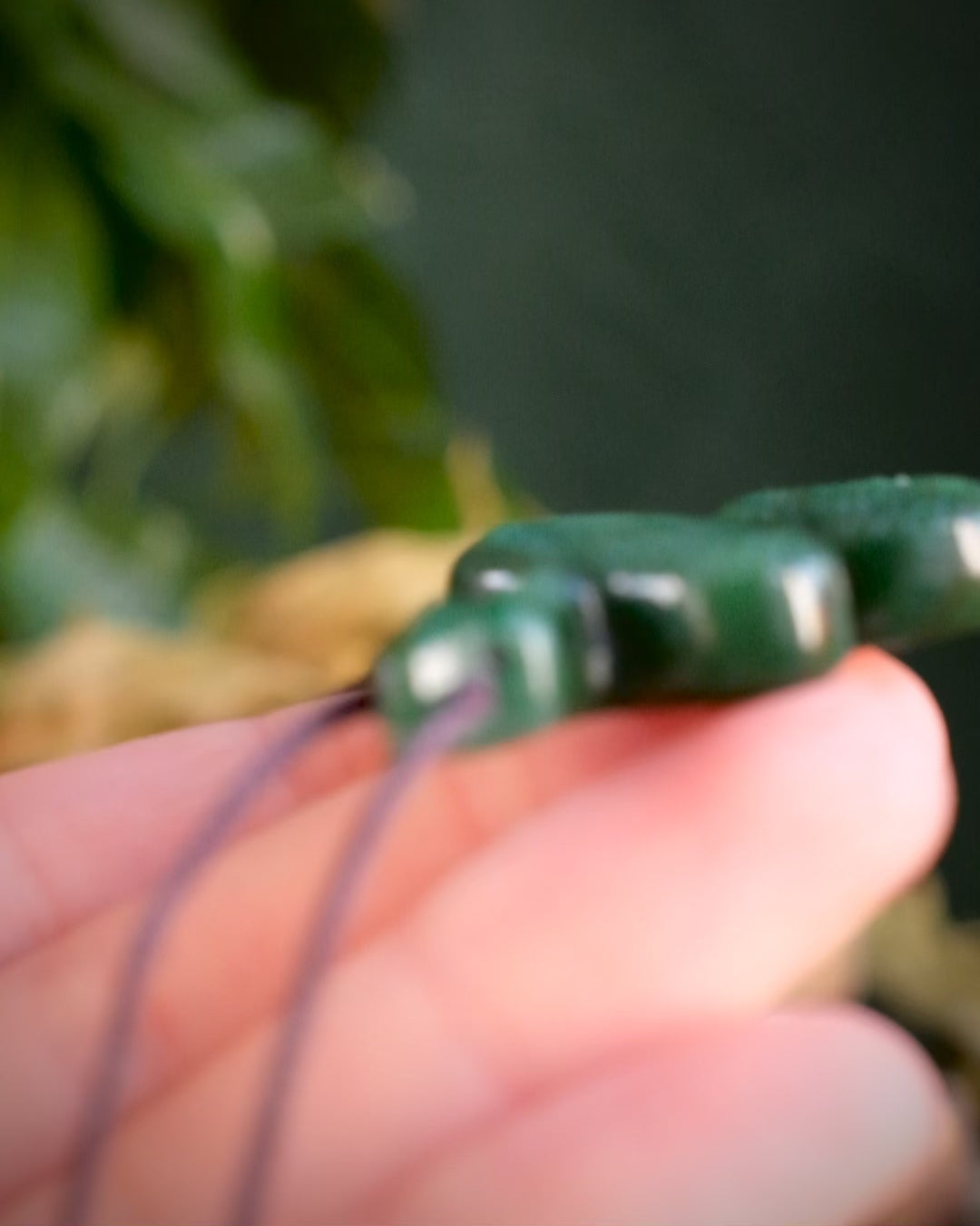 African Jade Hand Carved Snake Necklace