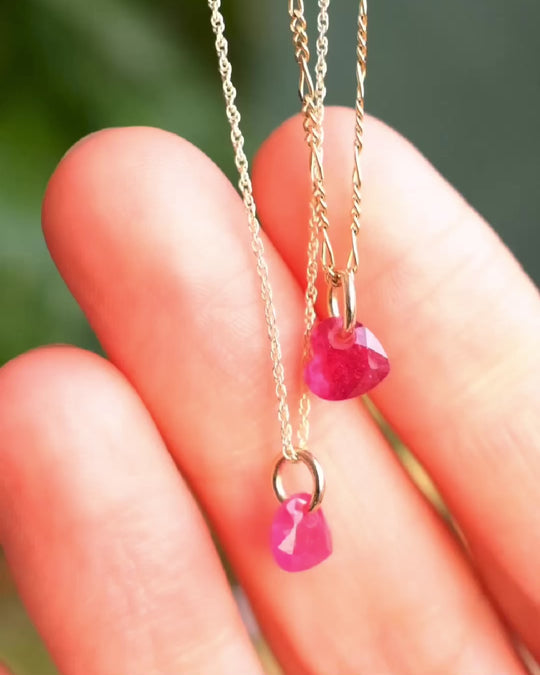 Mini Ruby Heart Necklace