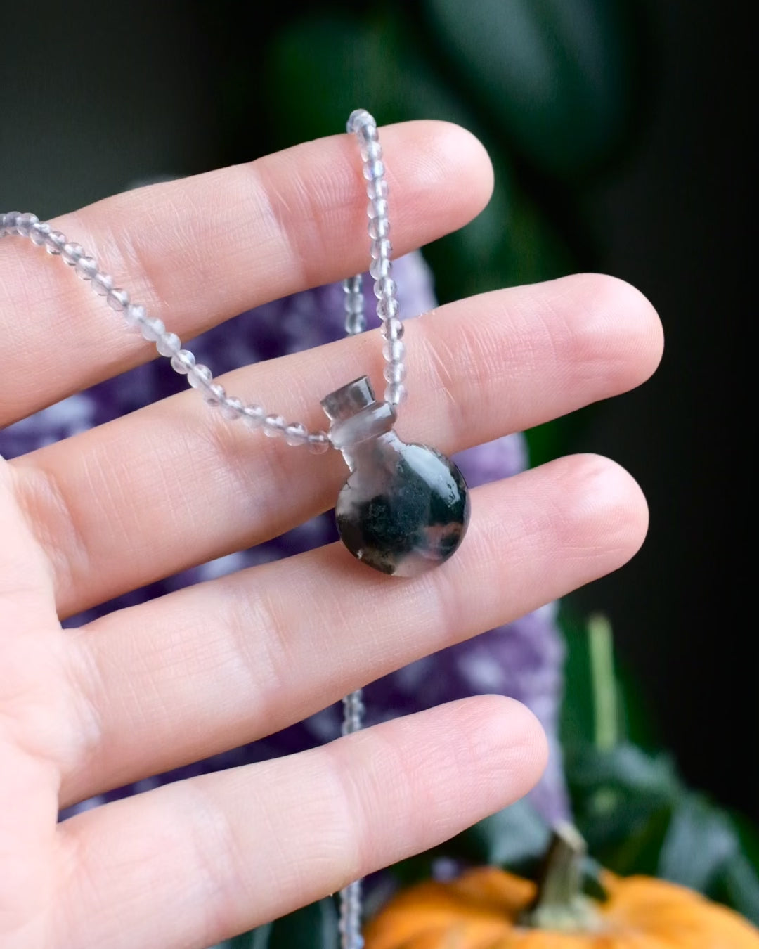 Potion for Woodland Dreaming: Moss Agate & Labradorite Beaded Necklace