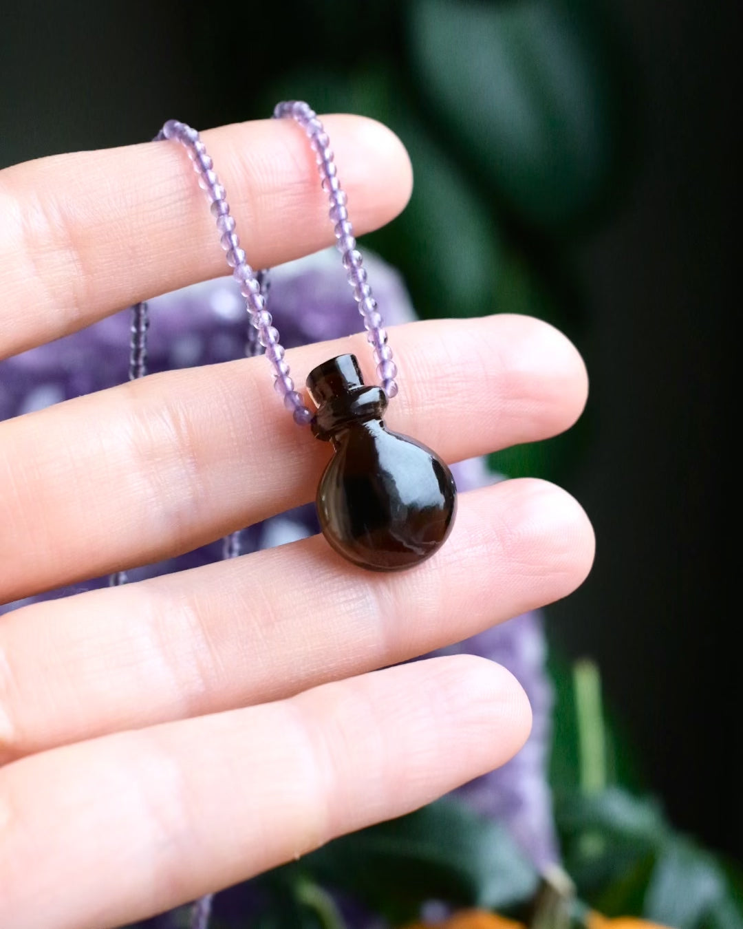 Potion for Rooted Wisdom: Amethyst & Smoky Quartz Beaded Necklace