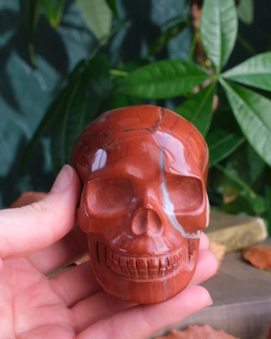 Red Jasper Ornamental Hand Carved Skull 417g - The Healing Pear
