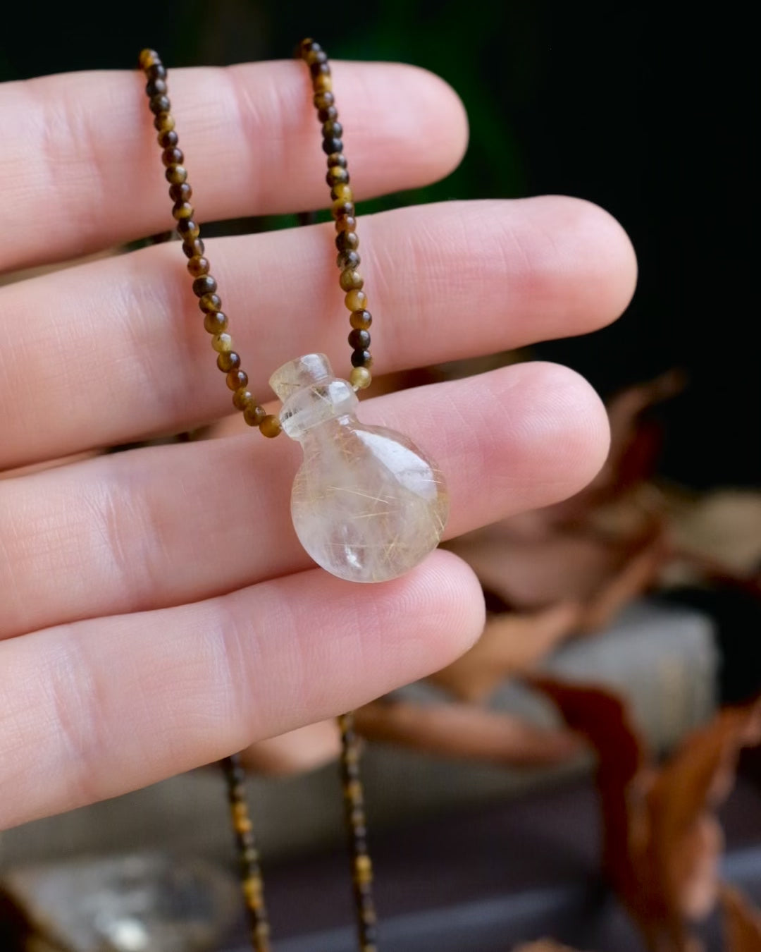 Potion for Clairvoyance: Rutilated Quartz & Tiger’s Eye Beaded Necklace