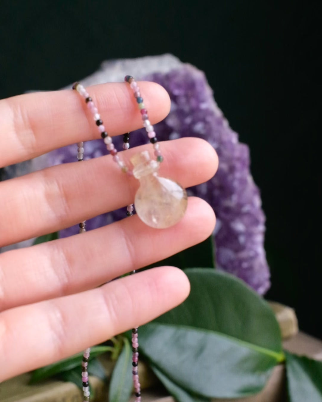 Potion for Attunement: Rutilated Quartz & Multi Tourmaline Beaded Necklace