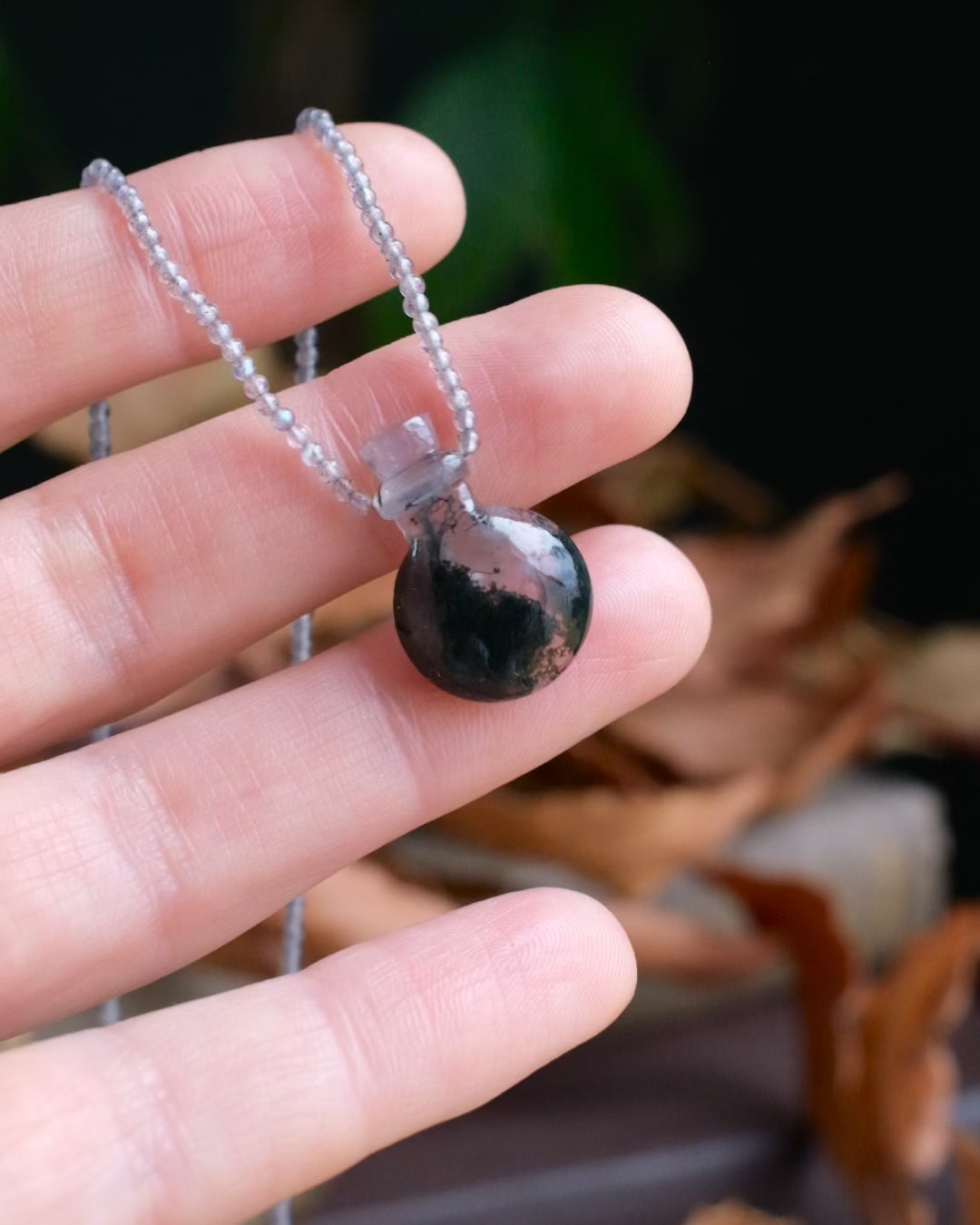 Potion for Woodland Dreaming: Moss Agate & Labradorite Beaded Necklace