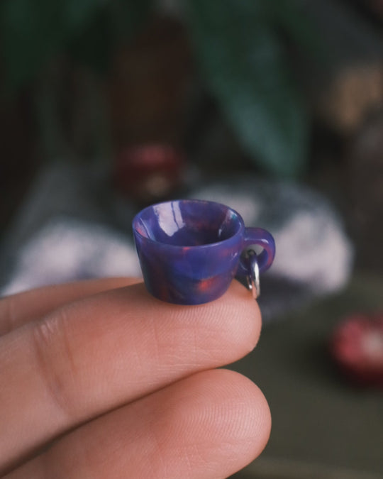 Violet Aura Opal Hand Carved Mug Necklace