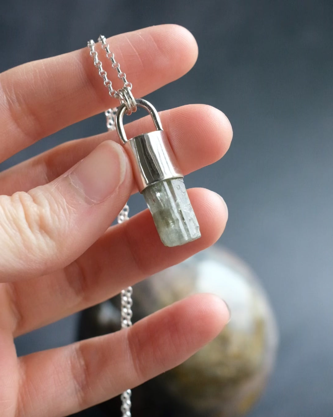 Raw Aquamarine Sterling Silver Necklace